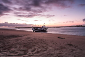 Norfolk boats Landscape photography workshop morston key sunset on the sand as the tide is out