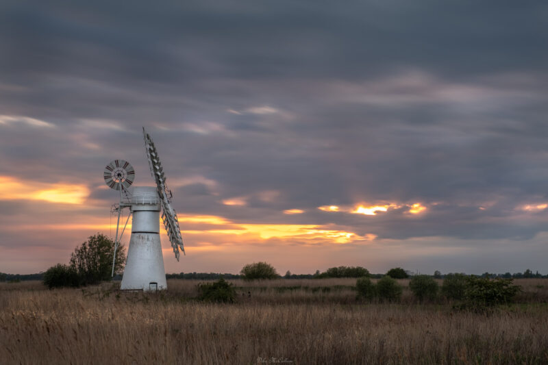 Thurne mill in norfolk at Sunset
